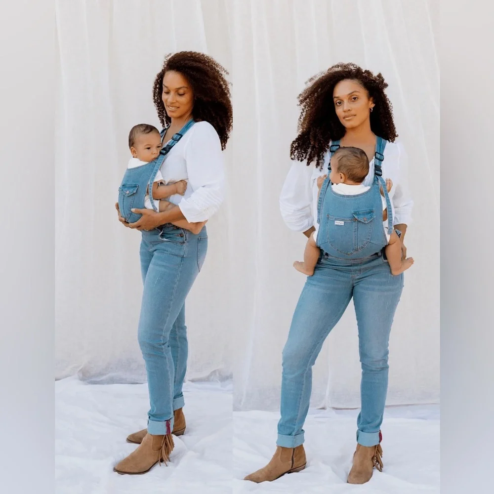 Like New Mumsie Overalls Maternity Baby Wearing Carrier - Picture 3 of 6